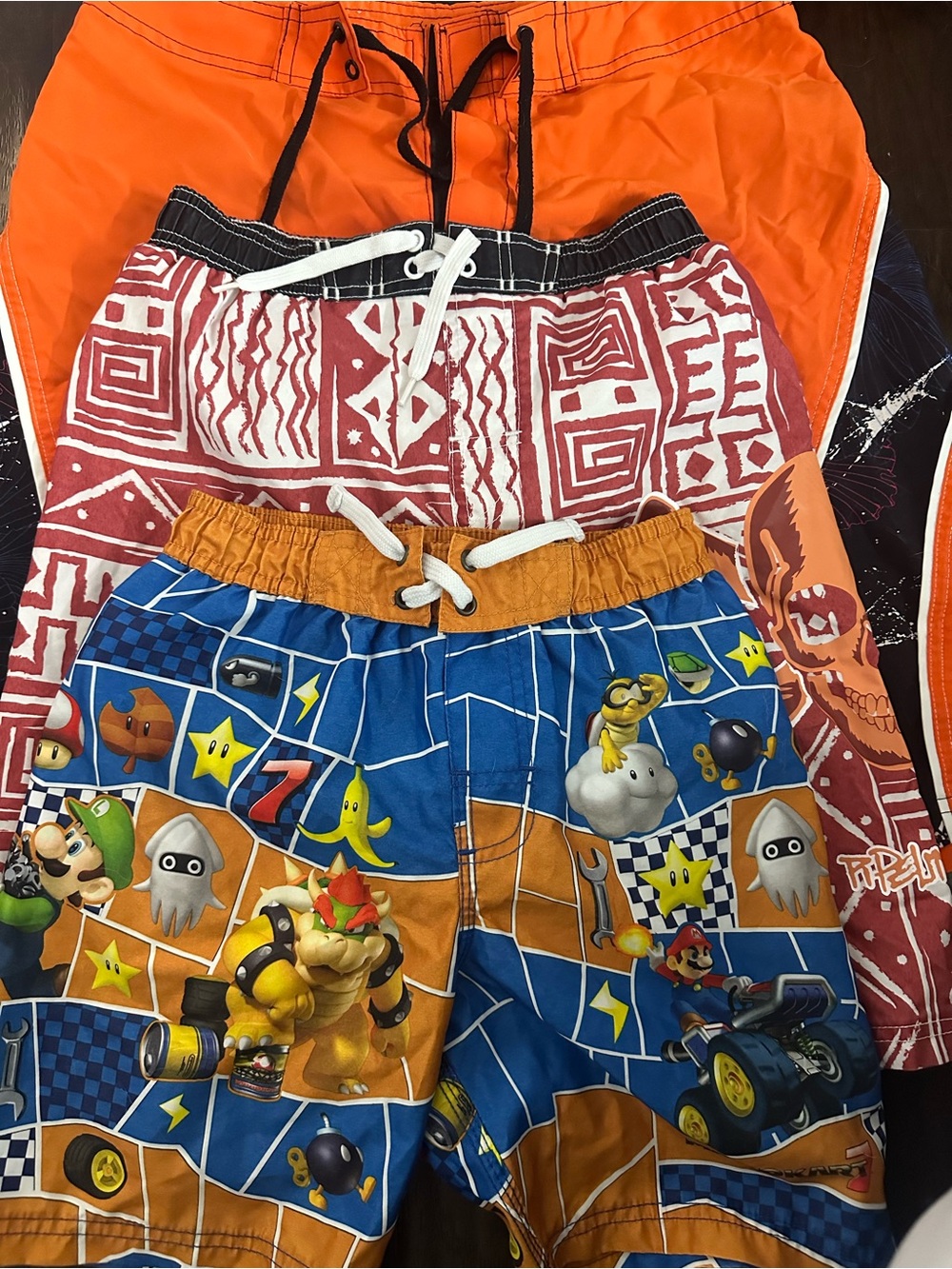 Unlisted Blue and Orange Mario Kart Print Kids Swim Shorts
